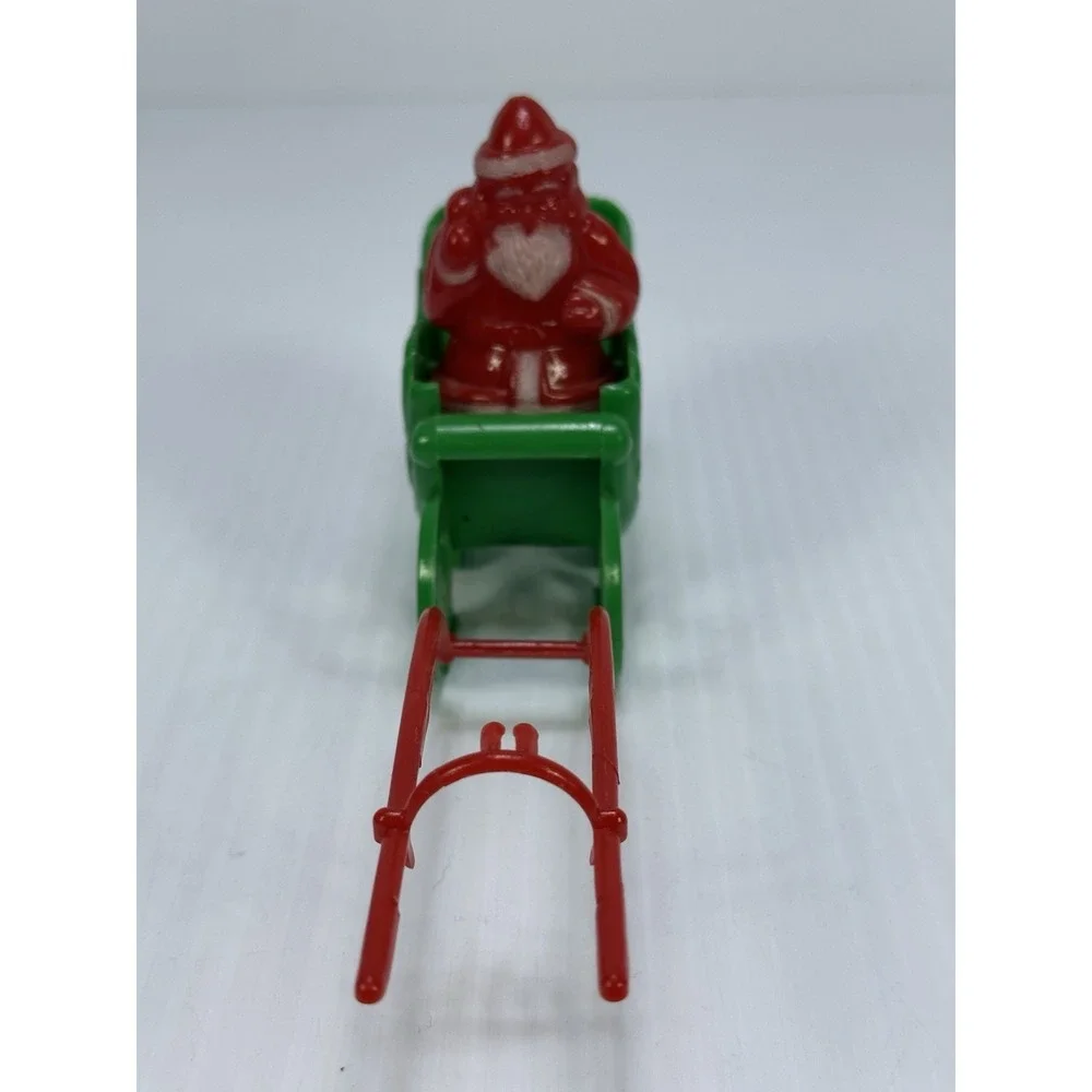Vintage Christmas Santa Cart Hard Plastic Candy Container